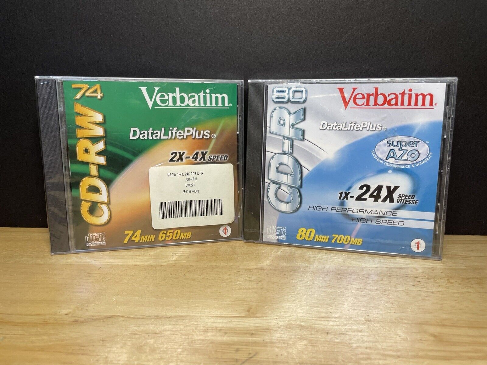 Verbatim CD-RW 74MIN 650MB & CD-R 80MIN 700MB Bundle Of 2 NEW
