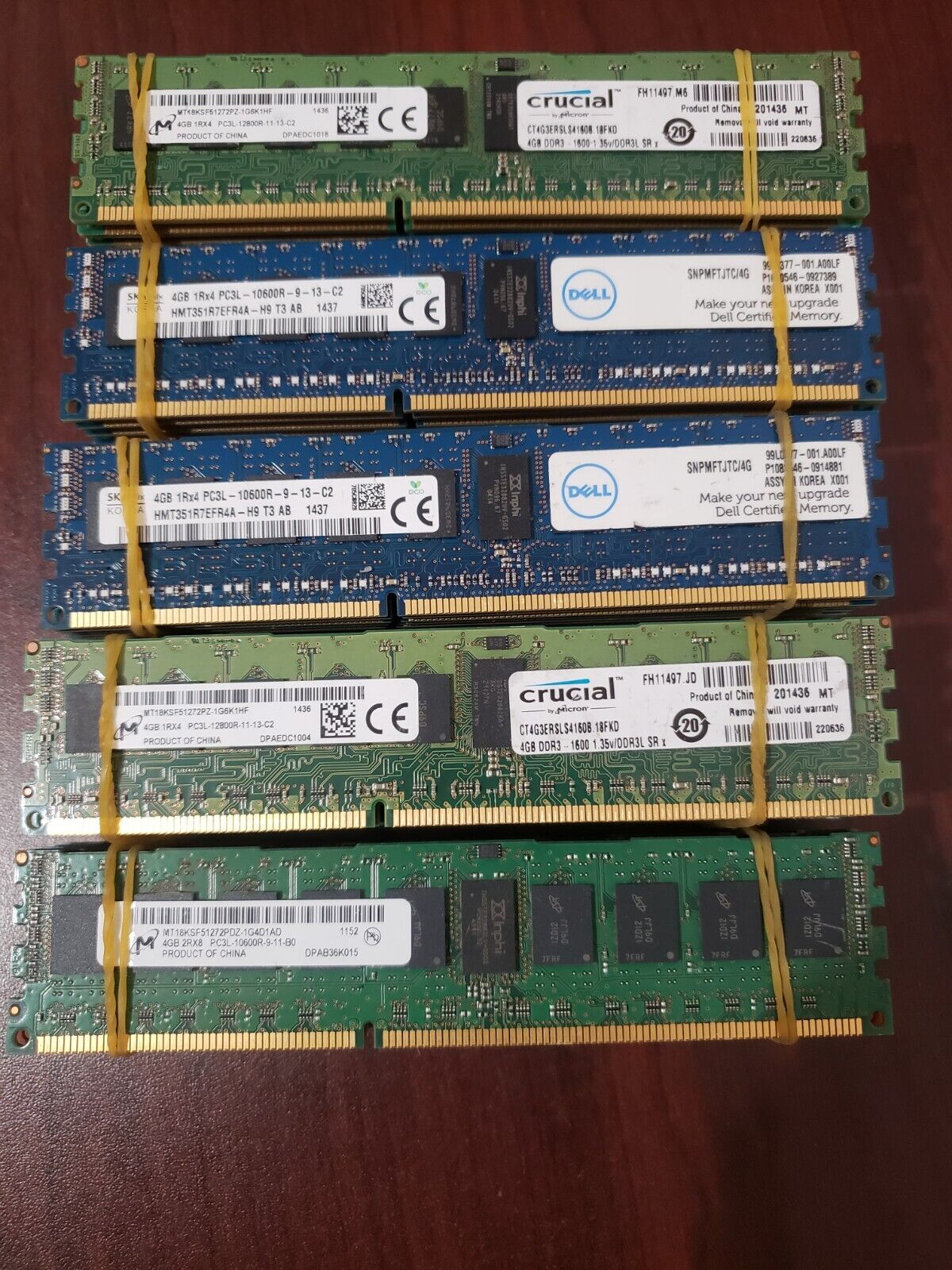 Lot of 49  DDR3 4GB 2RX8 /1Rx4 PC3 /PC3L-12800R/-10600R ECC SERVER RAM