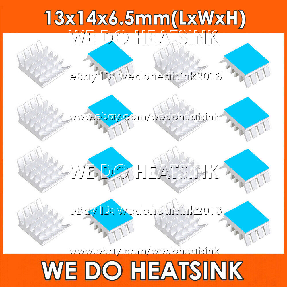 13x14x6.5mm Silver Slotted Anodized Aluminum Heatsink Cooler With Adhesive Tapes