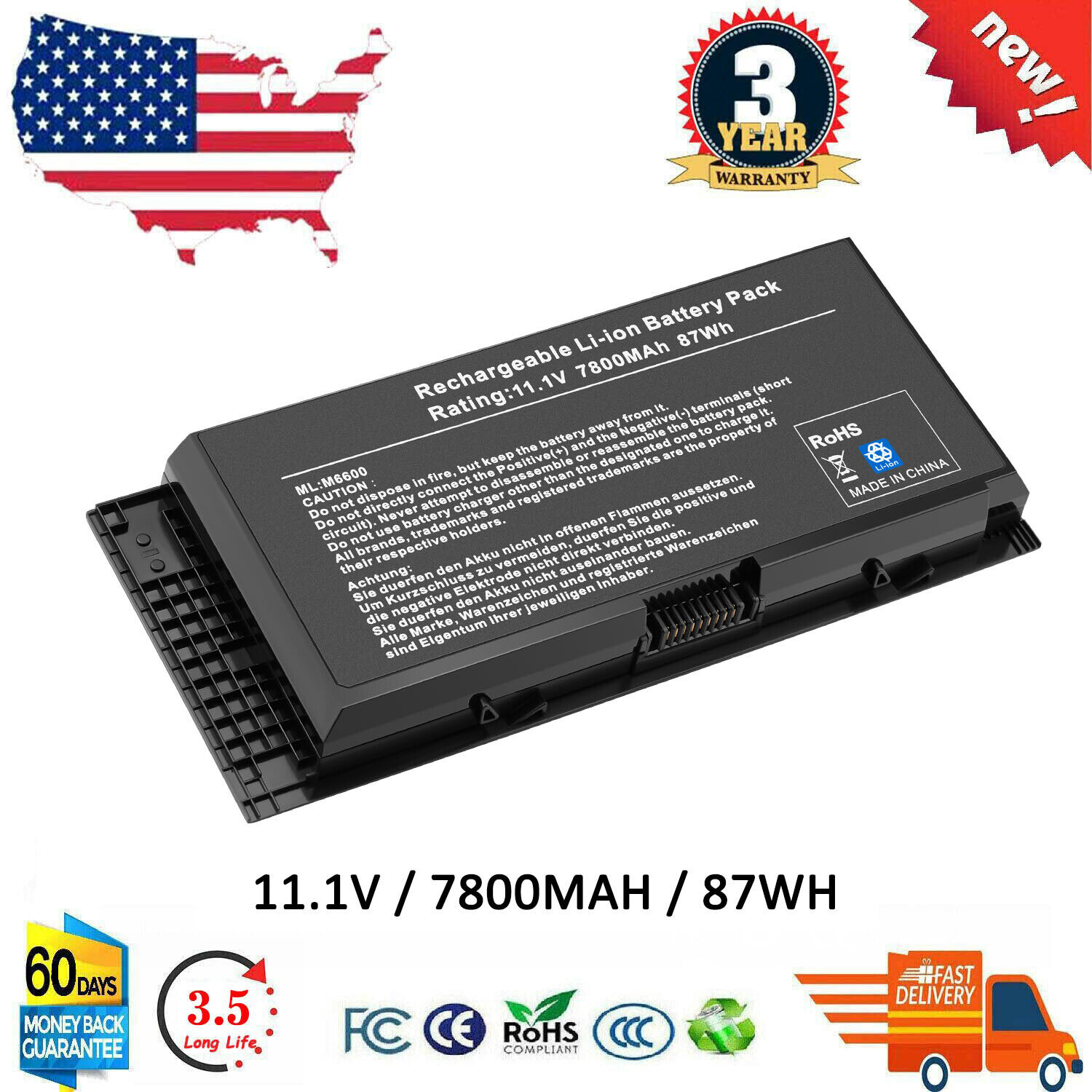 FV993 Battery For Dell Precision M6600 M4600 M4700 M4800 M6700 M6800 JHYP2 FJJ4W