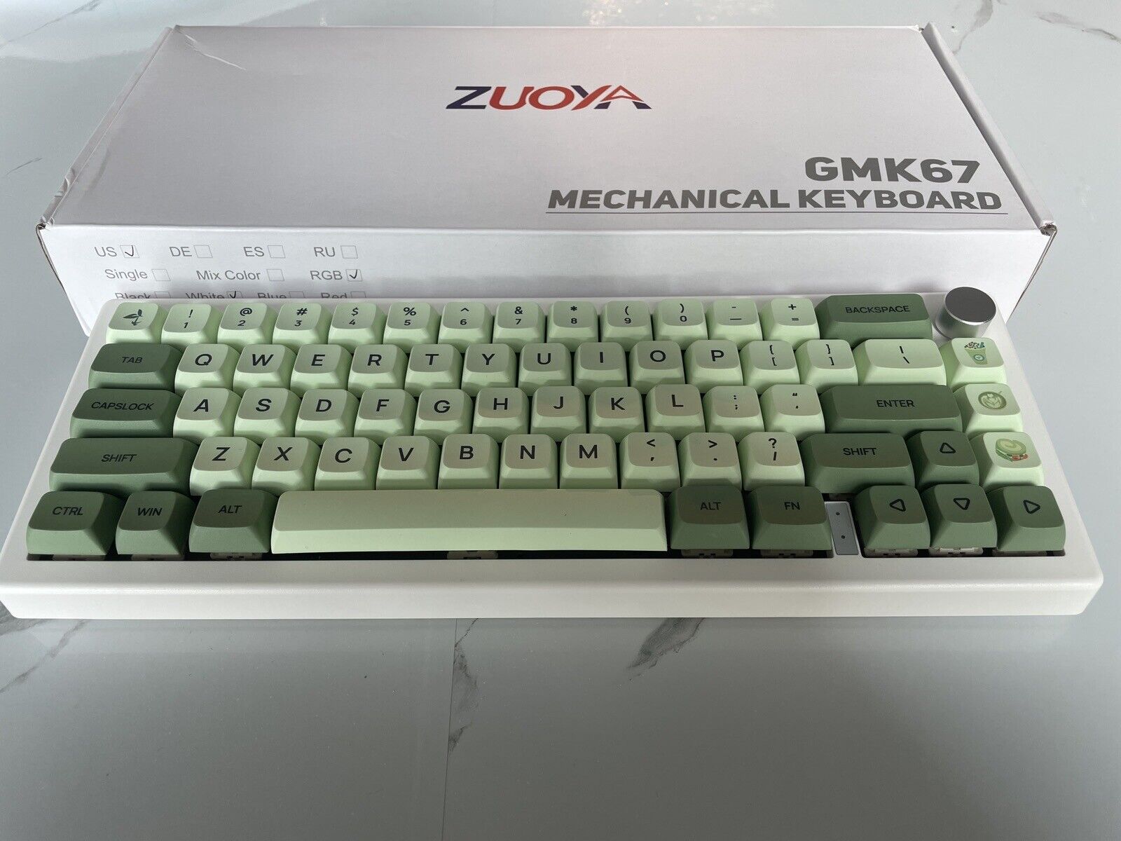 GMK67 Mechanical Hot Swappable Keyboard Cream Switch RGB Gaming 65% - Matcha