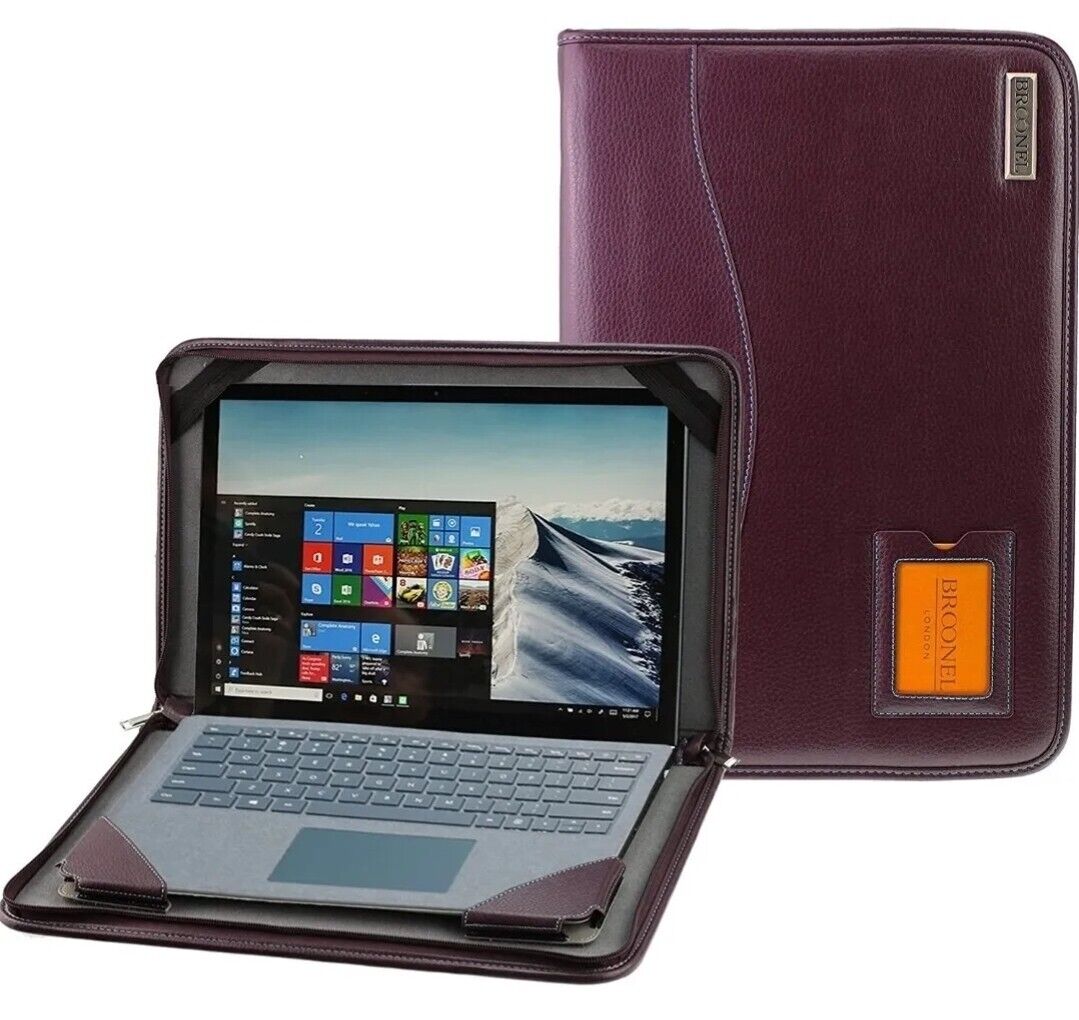 Broonel Contour Series Burgundy Leather Heavy Duty Zipped Case Laptop 14\