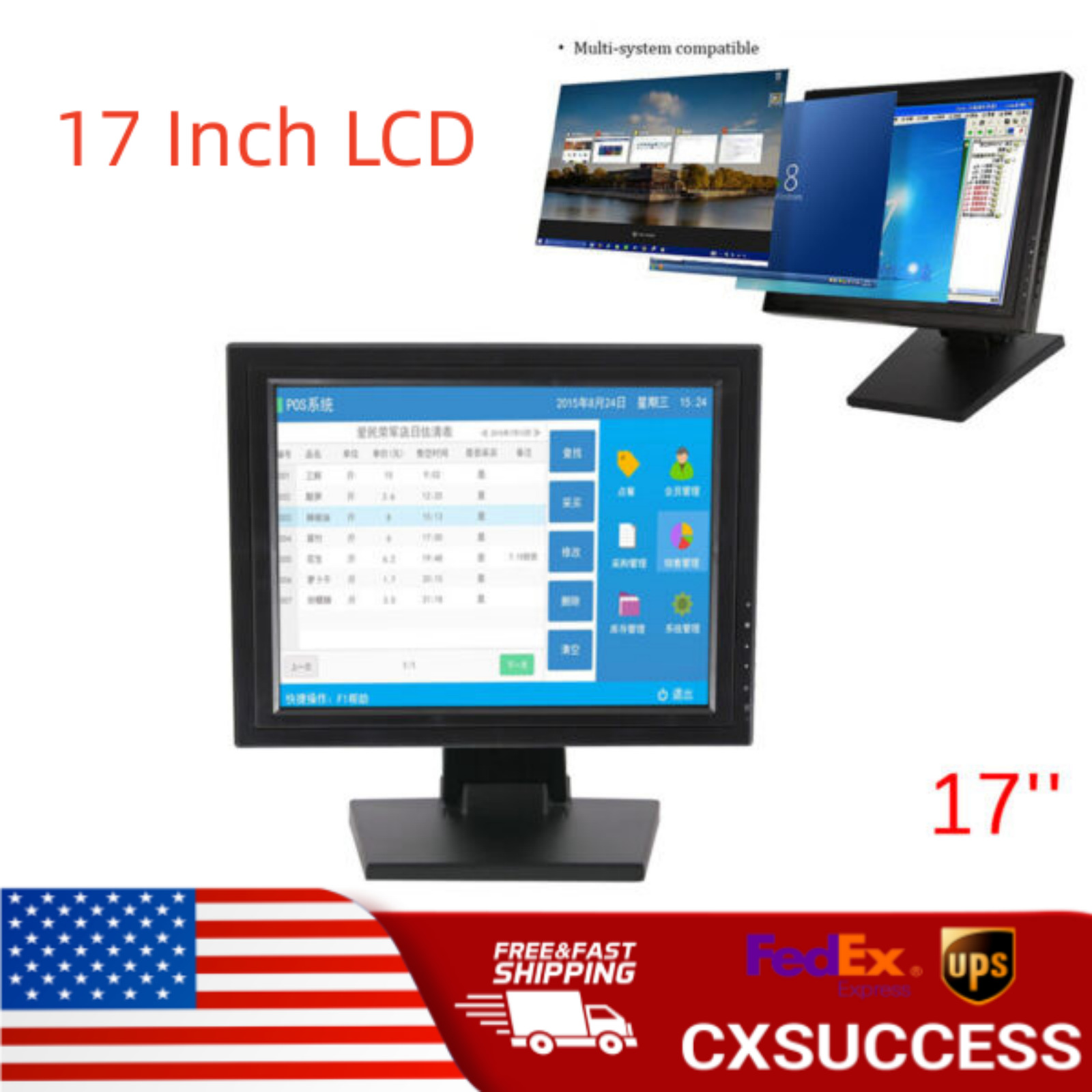 17 Inch LCD Touchscreen Monitor POS Cash Register System Touch Screen Display 