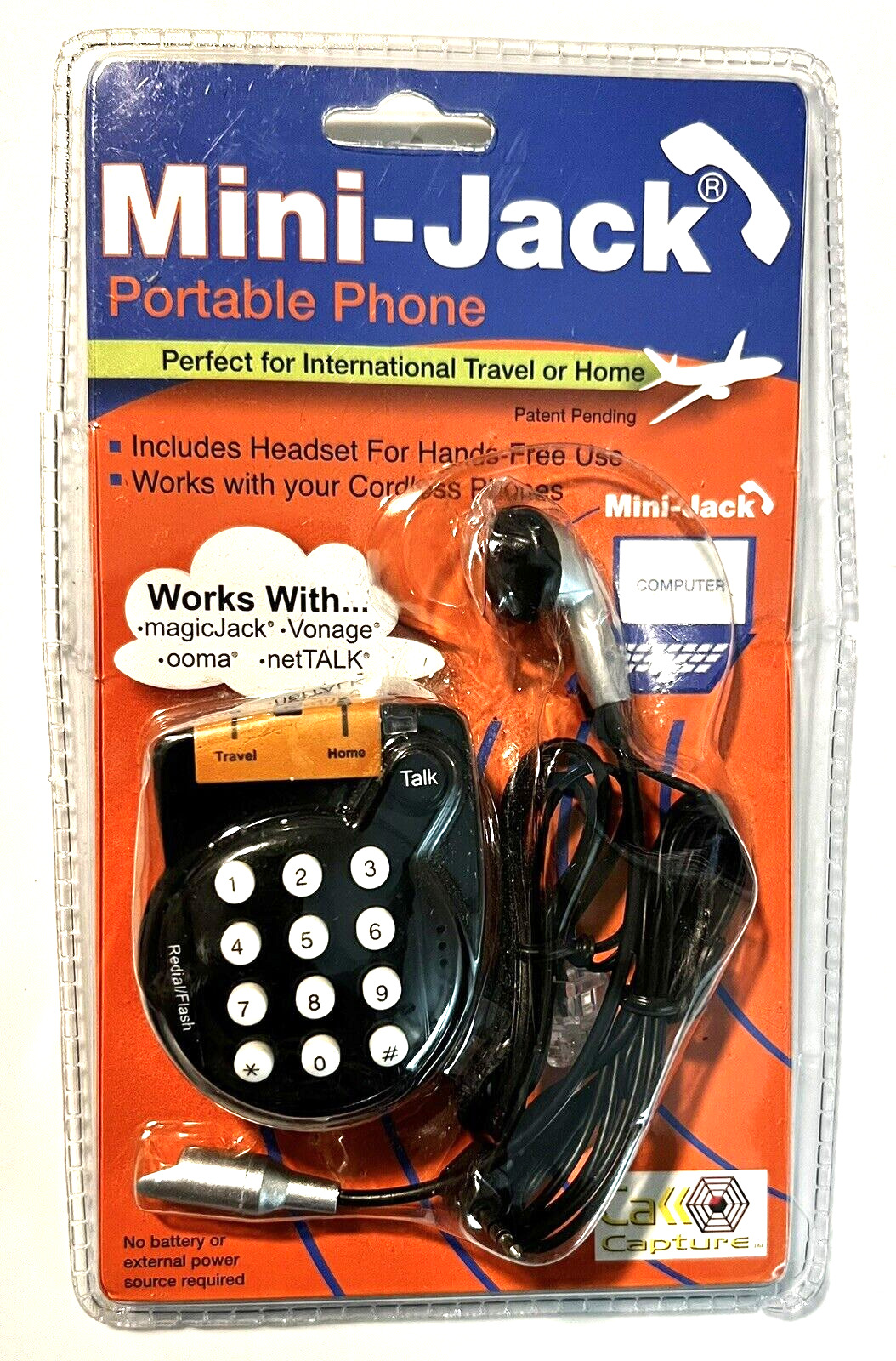 Magic Jack Mini Jack portable phone Vonage .ooma .netTalk Int. travel or home