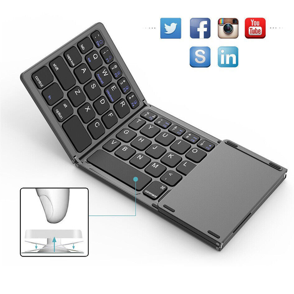 Bluetooth Keyboard Portable Tri-folding Fit for IOS android Low Latency US