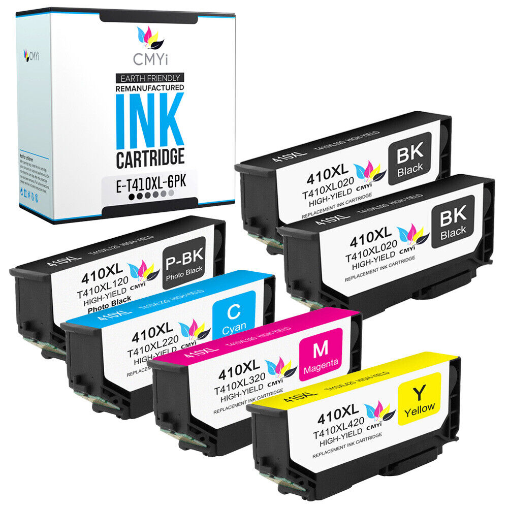 6 PK 410XL Black Color Ink Cartridges for Epson 410 XL Fits Expression Premium