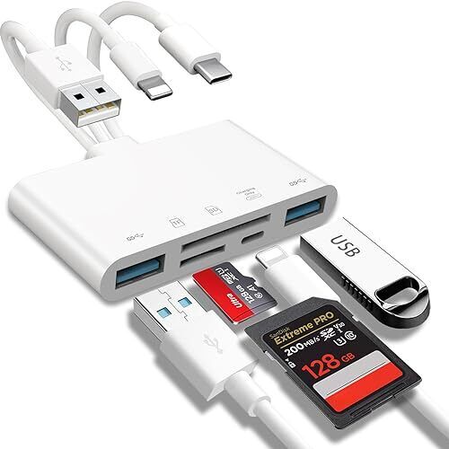 5-in-1 Memory Card Reader, USB OTG Adapter & SD Card Reader for i-Phone/i-Pad...