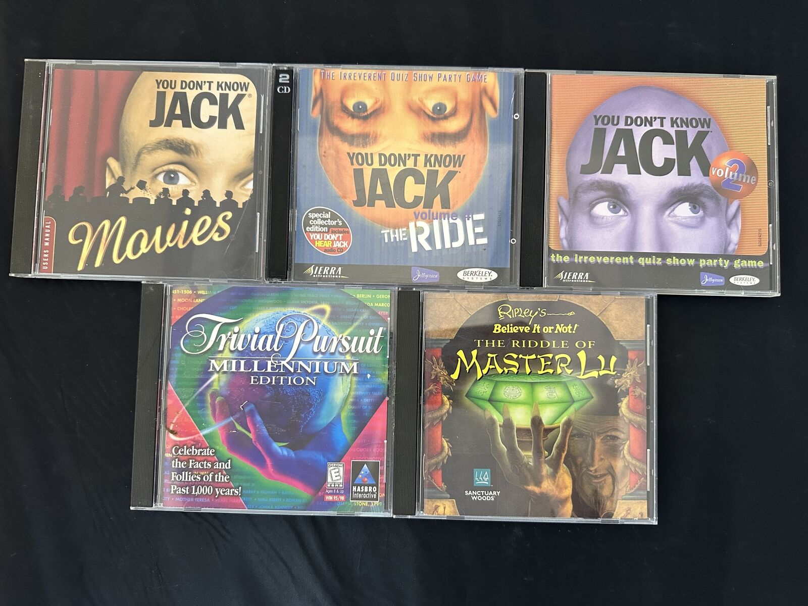 Lot Of 5 PC PC Games You Don\'t Know Jack Movie The Ride Trivial Pursuit