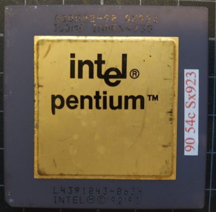 INTEL A80502-90 SX923 L391043-0634, PENTIUM 90 MHZ CPU PROCESSOR Gold Ceramic
