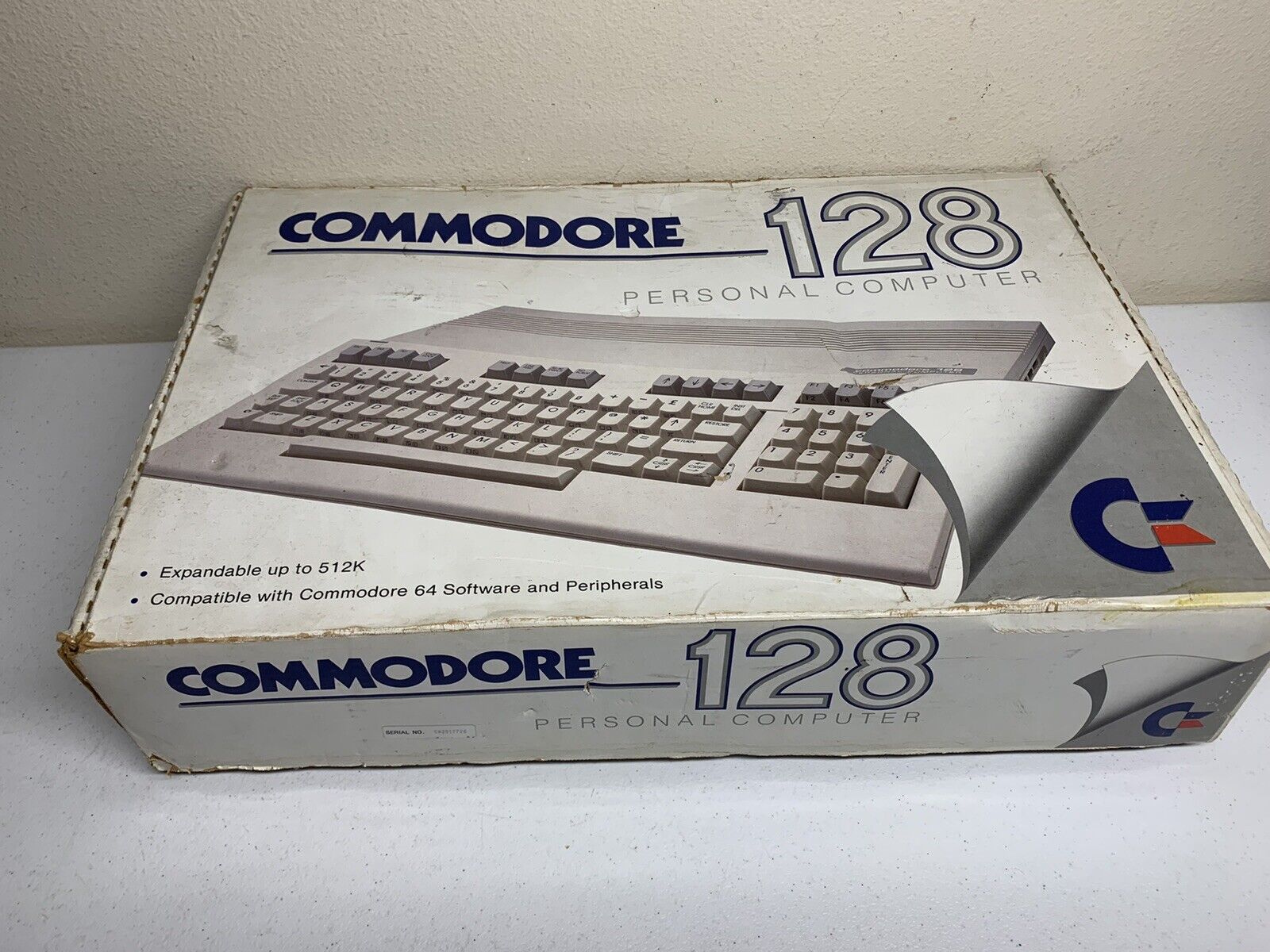 Commodore128 Computer w/original box/cords/disk -turns On- Untested