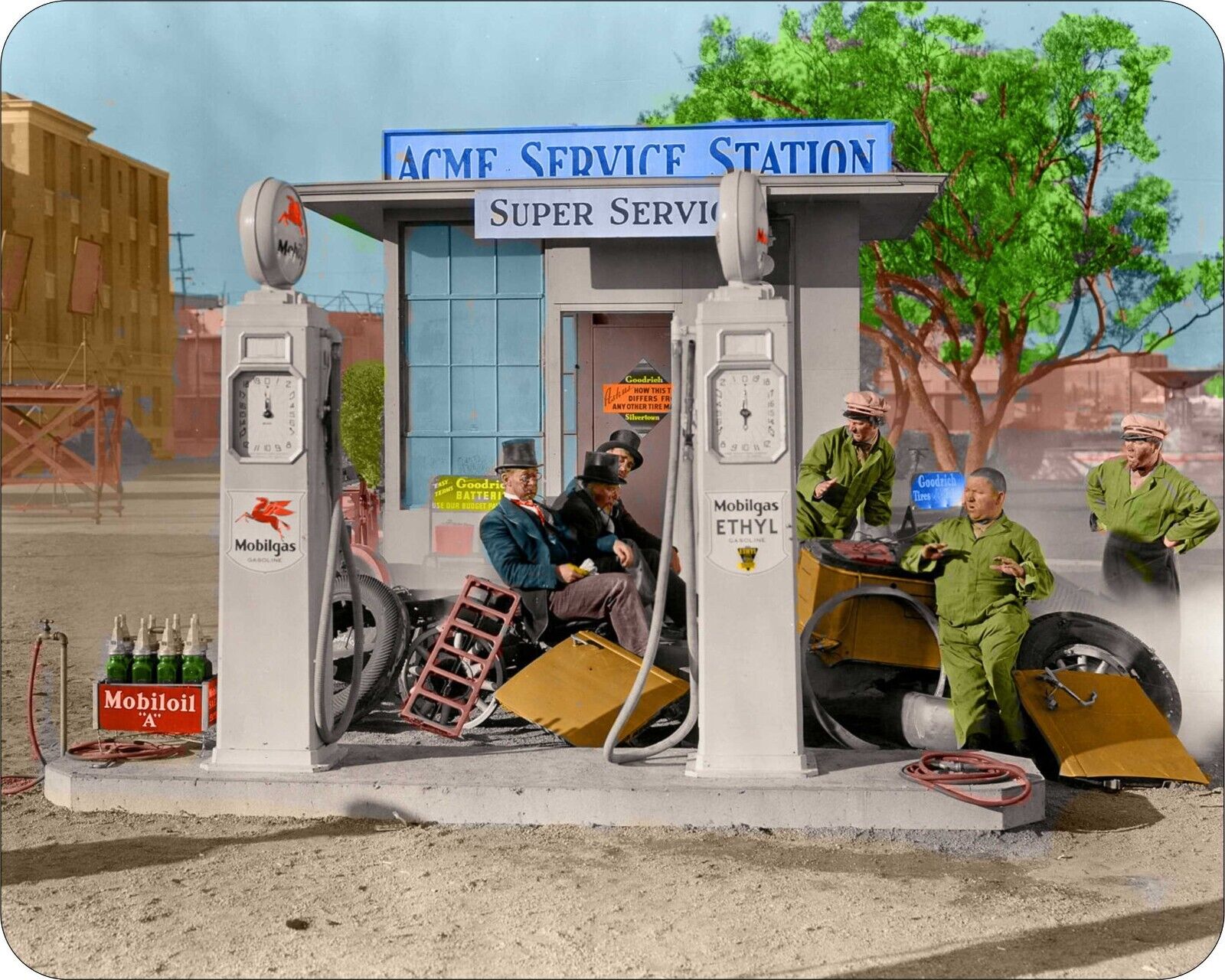 Acme Gas Station three 3 Stooges Repair Shop Pad  Mousepads