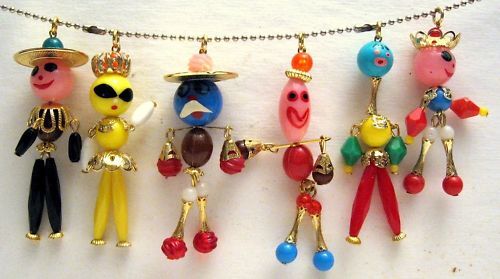 6 Bead People Dolls Necklace Charms Vending Machine Toy