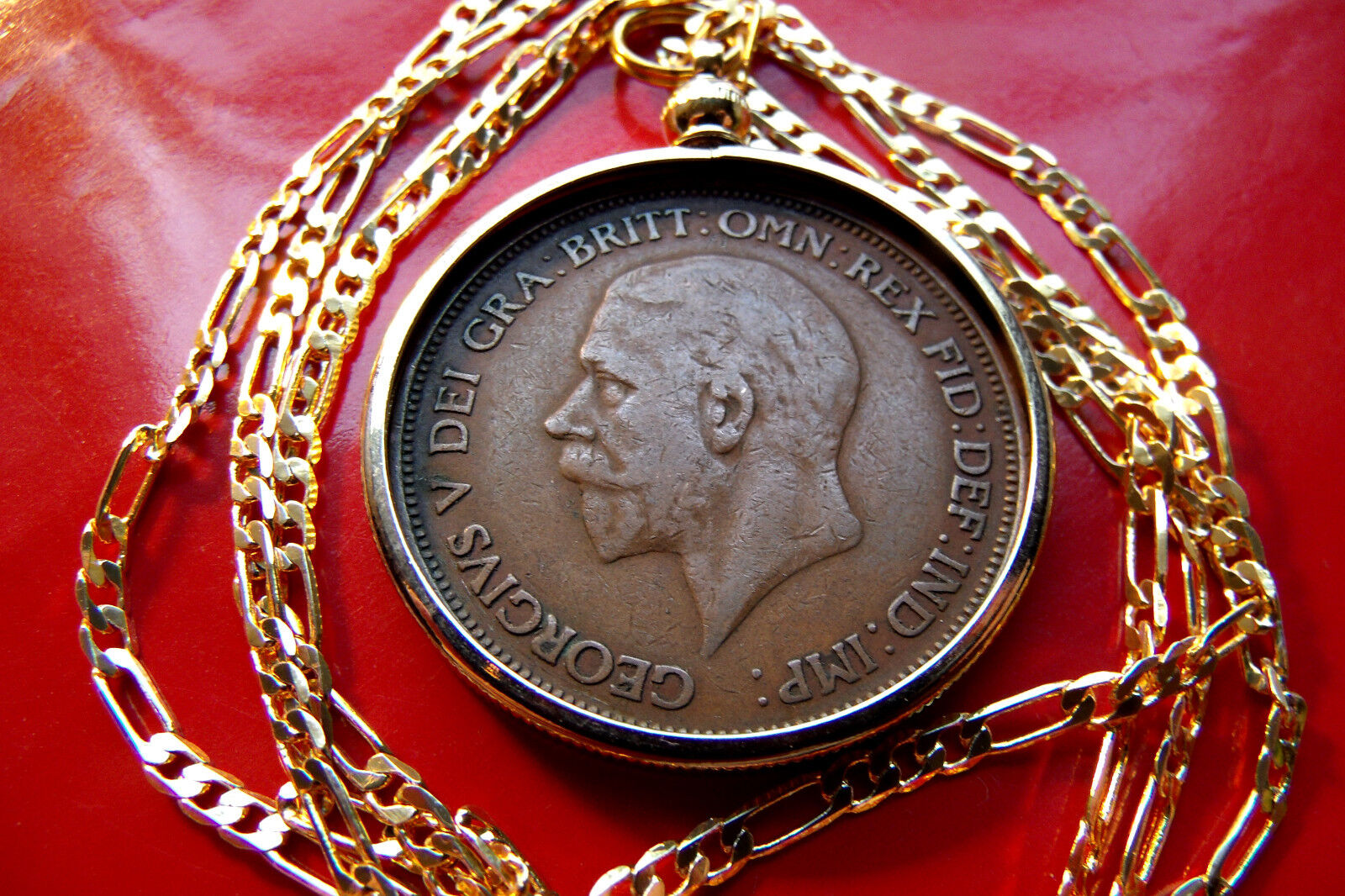 1936 English Rare King George V Penny Coin Pendant 24\