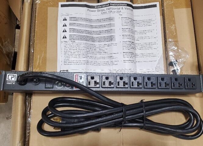 CPI Chatsworth 8 Outlet Power Strip 12816-708, Surge Protect 125VAC 50/60HZ 16A