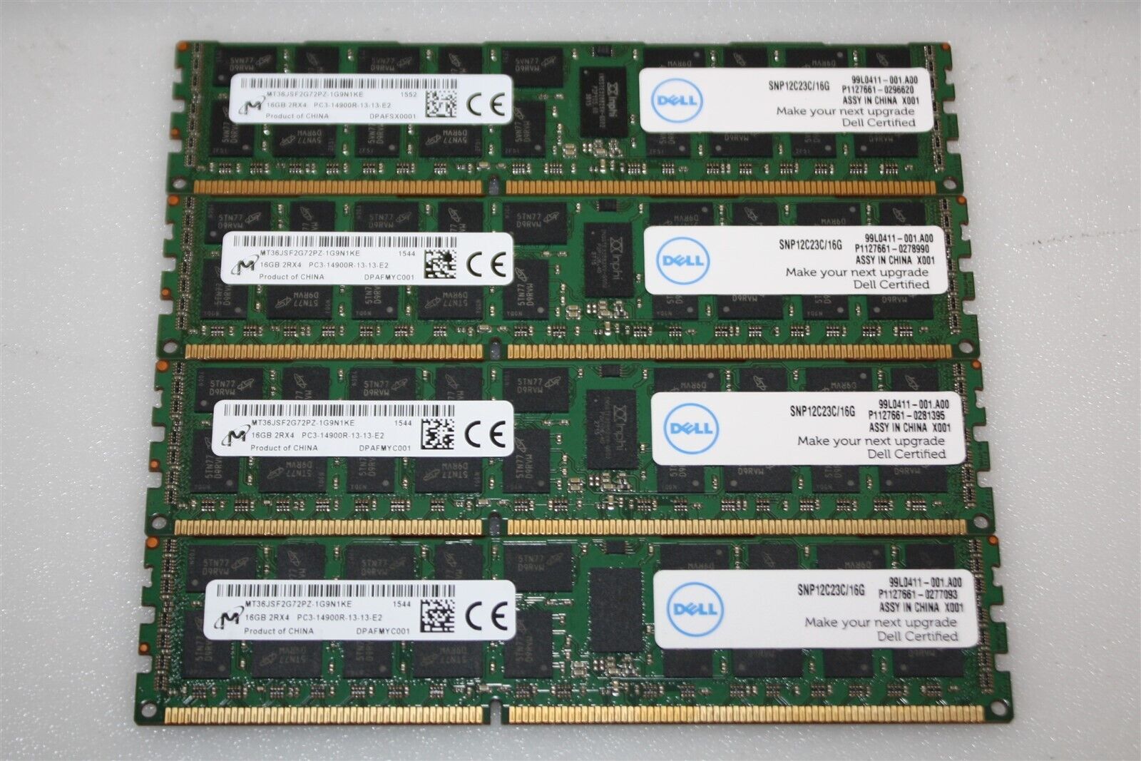 Lot of Four DDR3 Server RAM: Micron 16GB 2Rx4 PC3-14900R-13-13-E2 / TESTED /USED