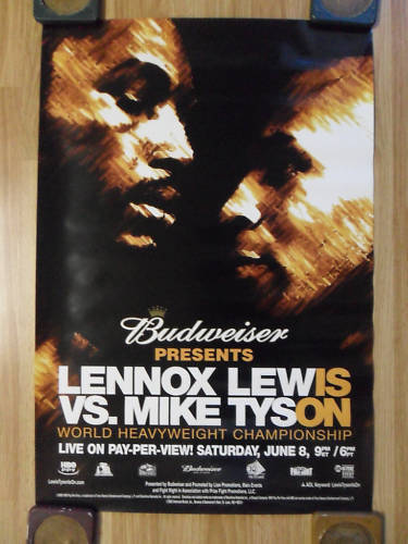 Boxing FIght Poster Lennox Lewis v Mike Tyson Budweiser Bud Beer