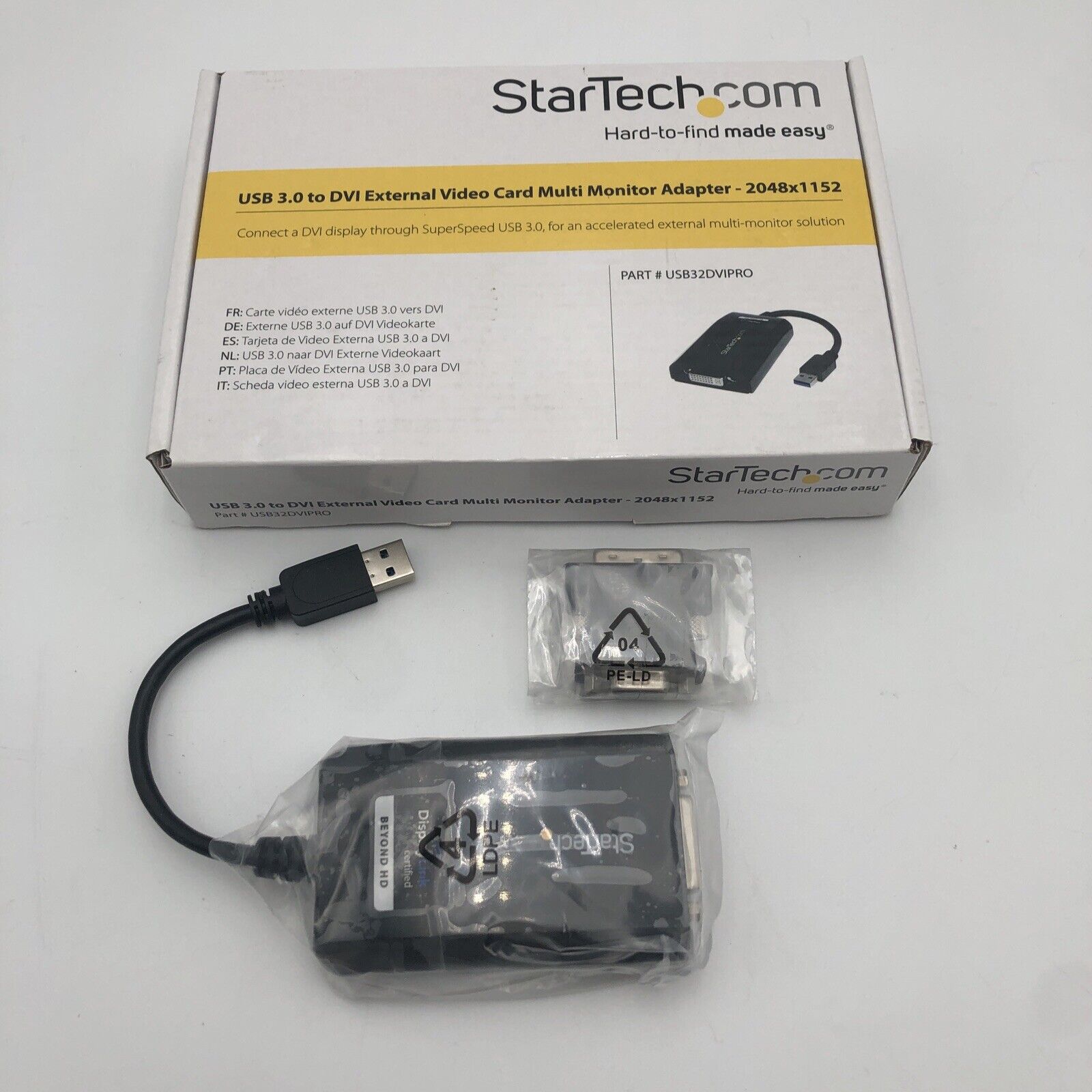 LOT OF 2 NOS StarTech.com USB32DVIPRO USB 3.0 Multi-Monitor DVI VGA Adapter READ