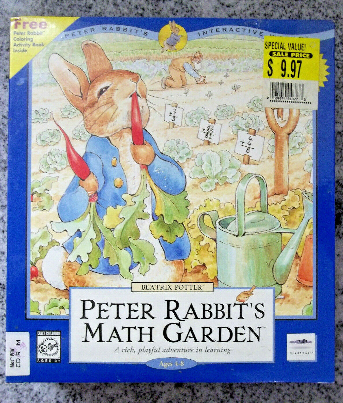 Peter Rabbit\'s Math Garden, Beatrix Potter, Mindscape, CD-ROM, 1996, NIB sealed