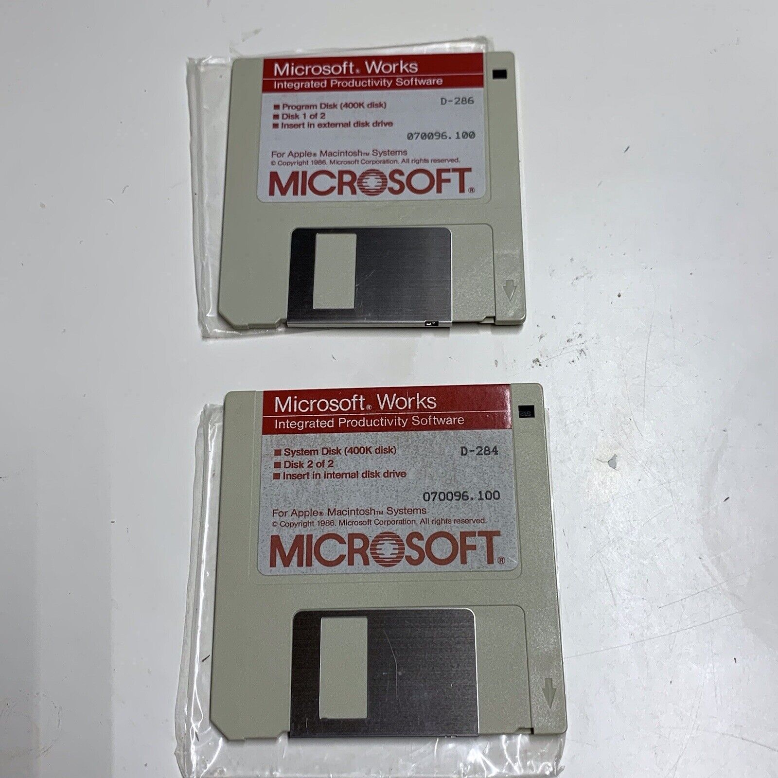 Microsoft Works Integrated Productivity Software Program Disks VTG 1986 Untested