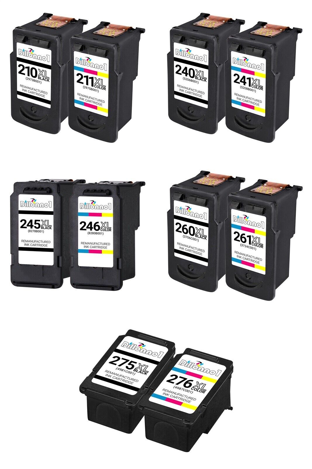 For Canon PG 210 240 245 260 275XL CL 211 241 246 261 276XL Ink Cartridges Combo