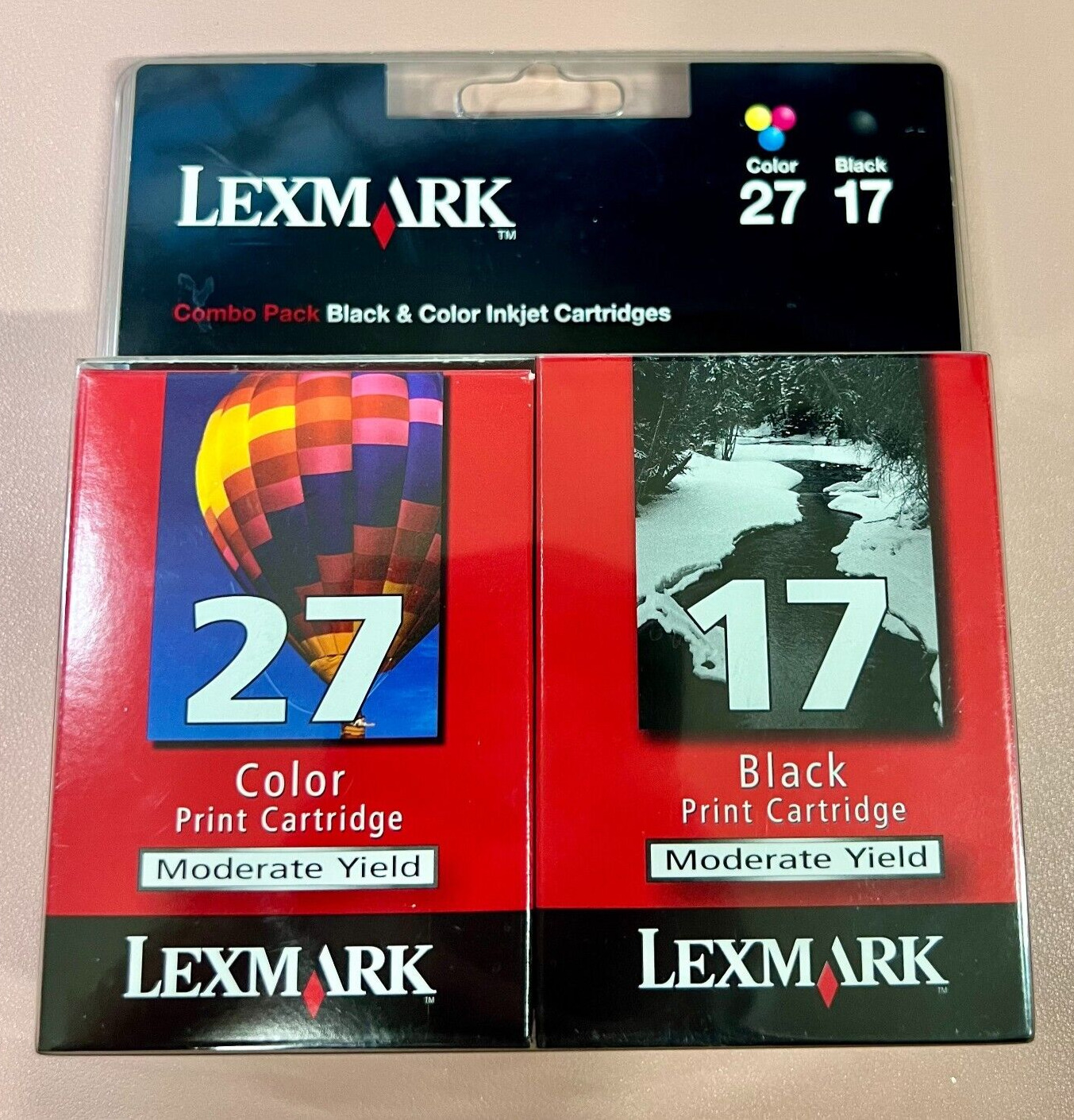 Genuine Lexmark 17 & 27 Black and Color Ink Cartridges Combo Pack SEALED