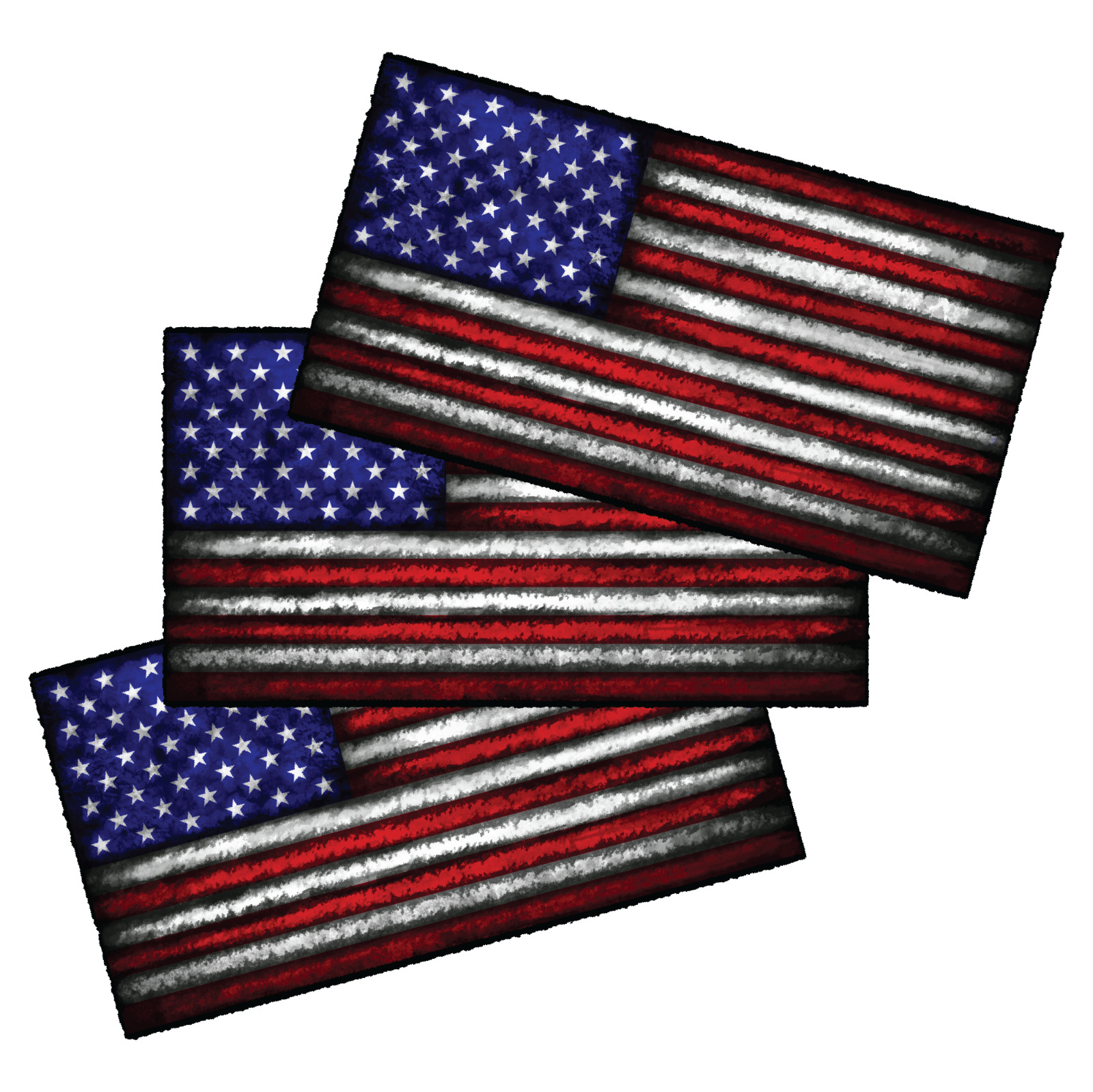 3x Distressed American USA Flag Vinyl Decal Grunge Textured Patriotic Sticker
