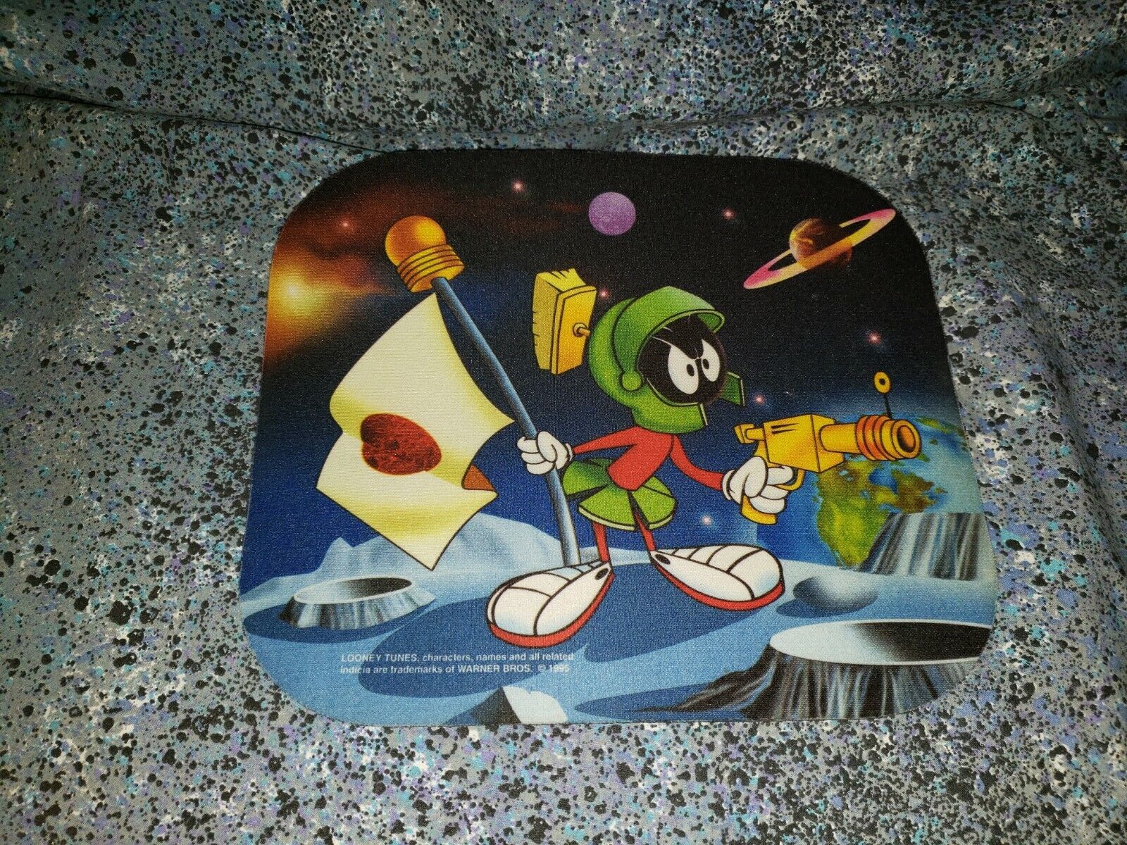 1995 Marvin the Martian Computer Mouse Pad Looney Tunes Ray Gun Flag Warner Bros