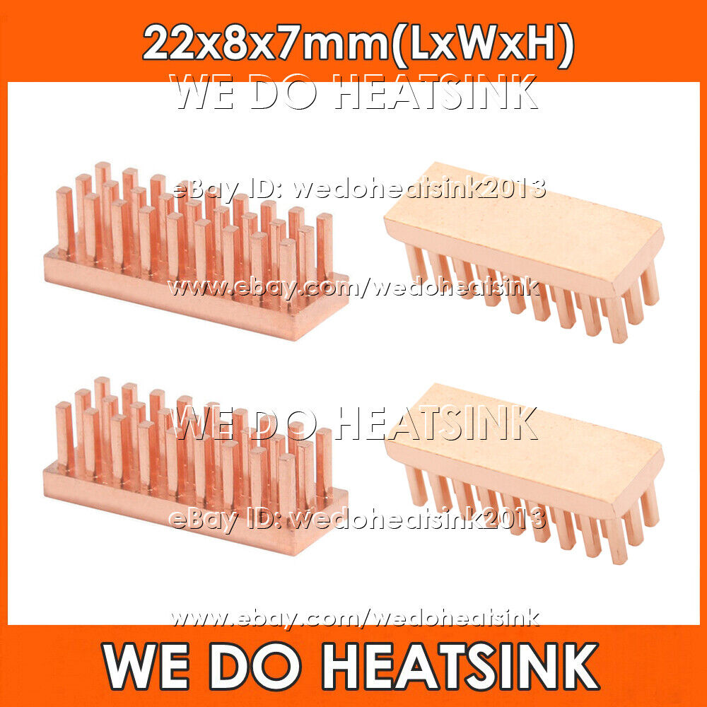 22x8x7mm Copper Heat Sink With or Without Tape For DIP IC Electronic CPU LAN RAM