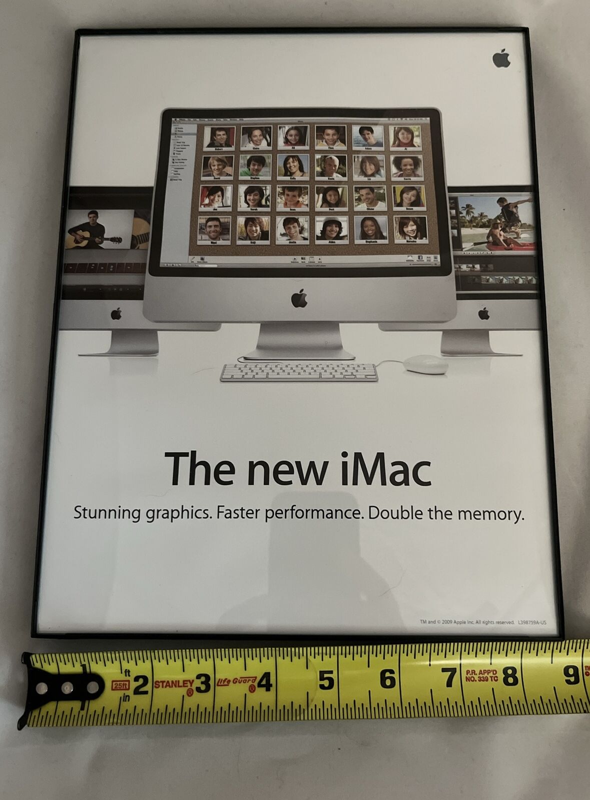 2009 Apple Small Posters  Qty 3 Framed 8.5 X  11 Excellent Mac Ads