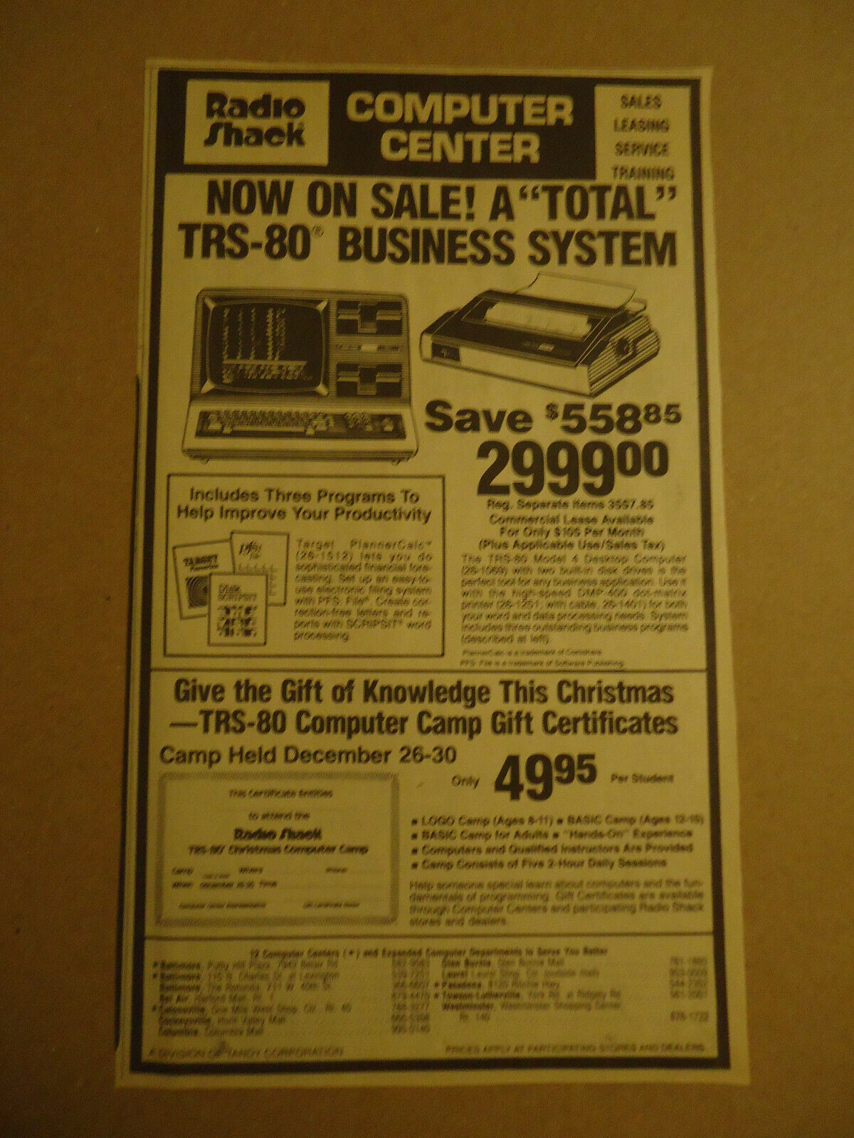 Radio Shack Computer Center TRS-80  1983 ad #2