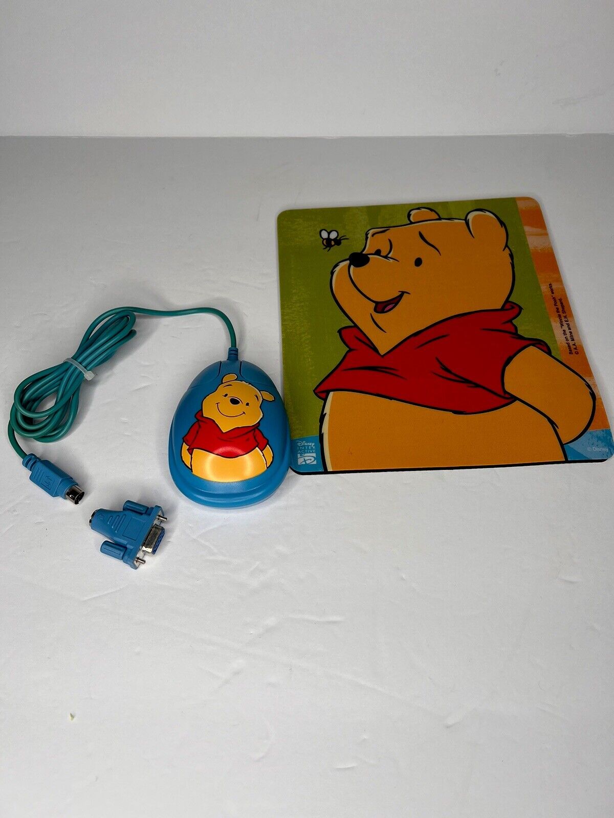 Rare Disney Winnie The Pooh Mouse PS/2 Computer Ball Mouse Vintage Disney & Pad
