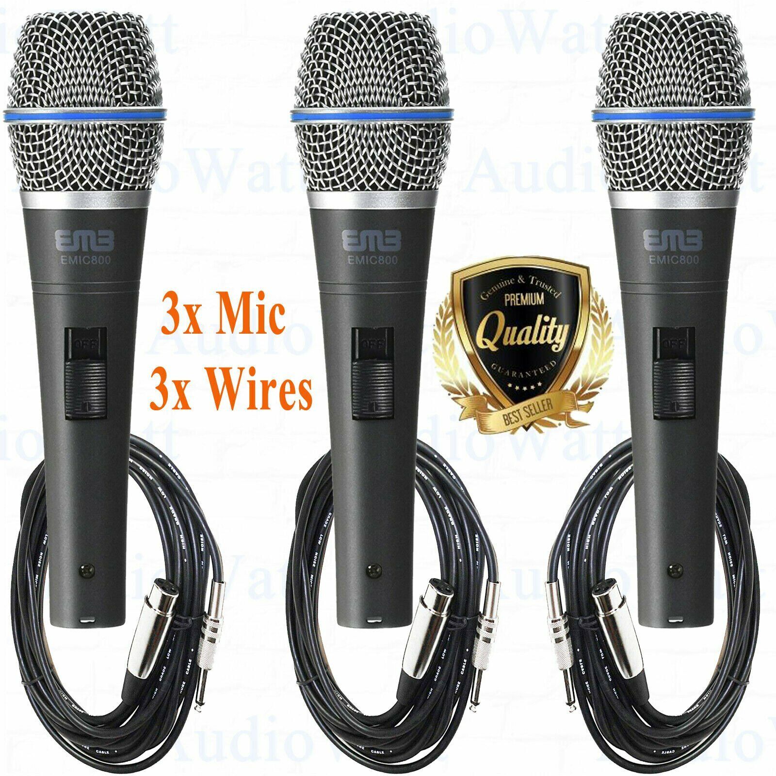 3X Professional Wired Dynamic Vocal Studio Microphone HandHeld Mic with XLR 3Pin