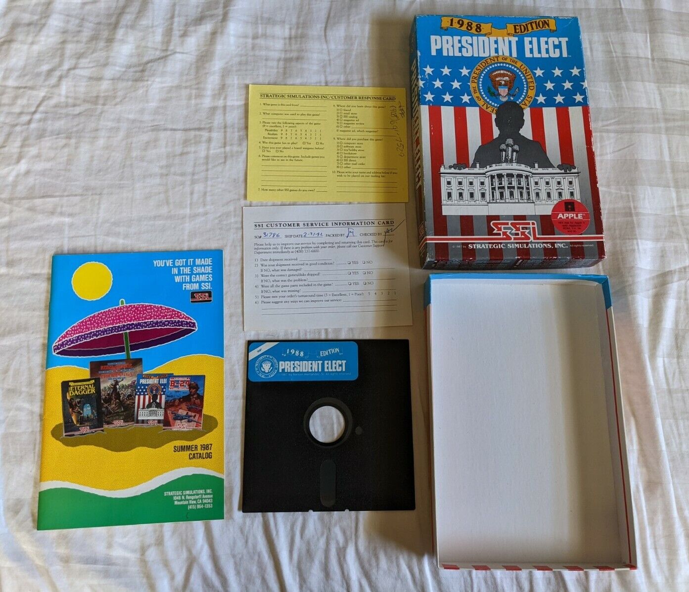 1988 Edition President Elect VTG. Apple II Computer GAME 5.25 Disk SSI