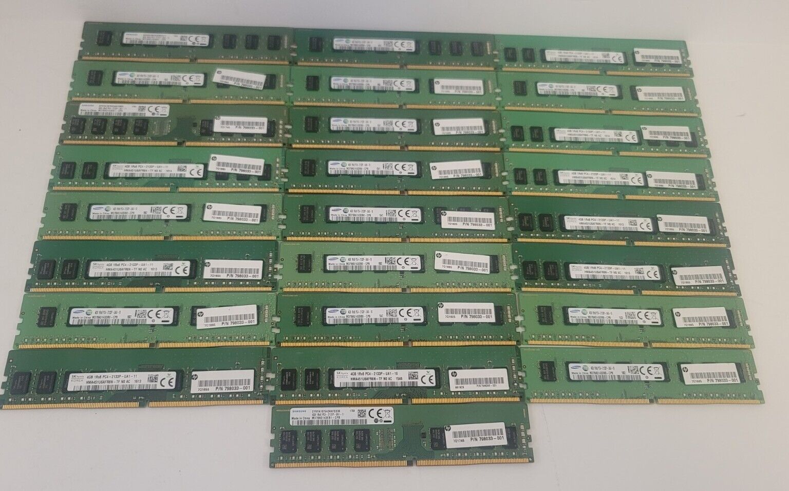 LOT OF (25) 4GB DDR4 1Rx8 PC4-2133P DESKTOP RAM MIXED BRANDS
