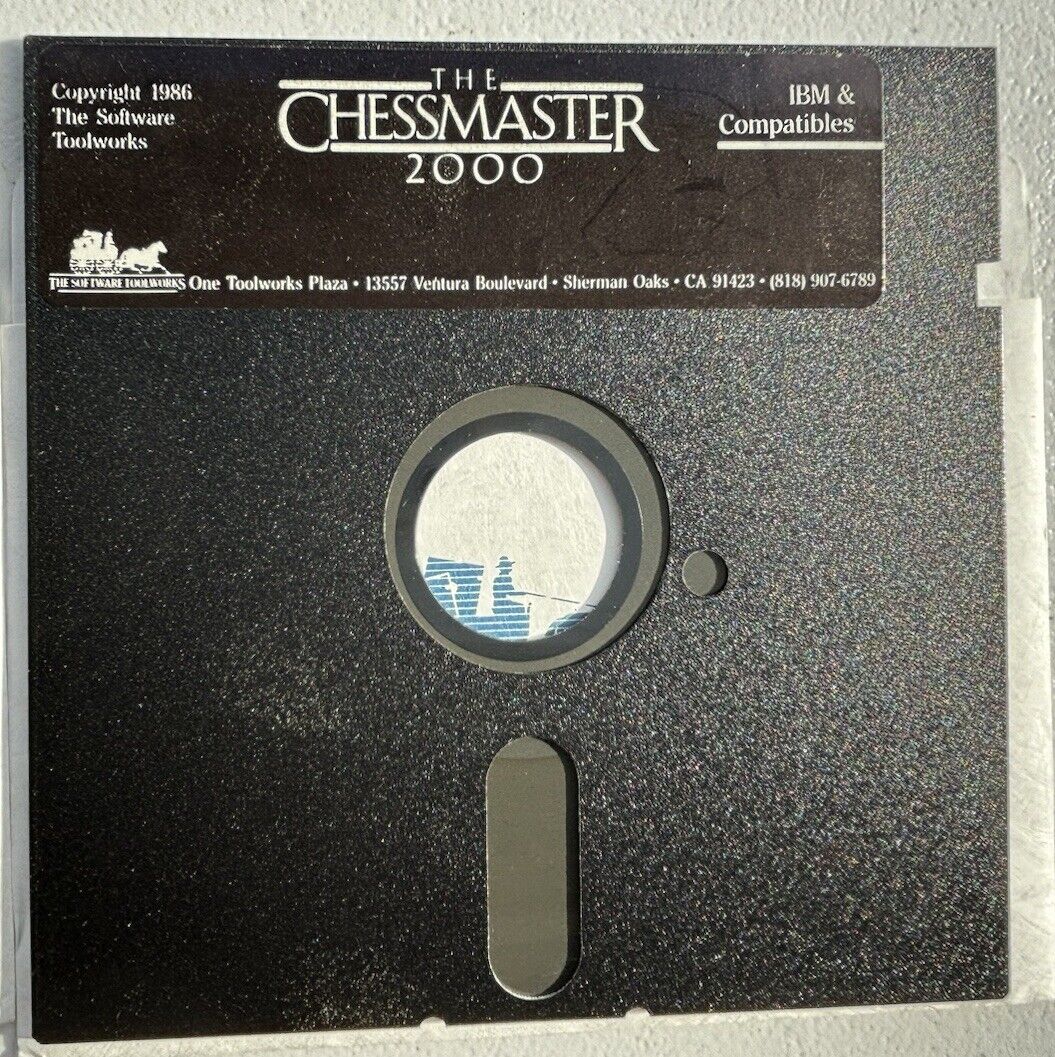 The Chessmaster 2000 Vintage Game Software IBM & Compatibles 5-1/4” Floppy 1986
