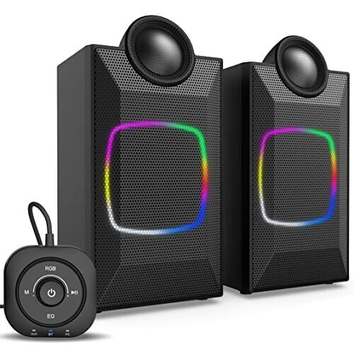 Desktop Computer Speakers RGB Computer PC Speakers Bluetooth 5.0 or 3.5mm AUX