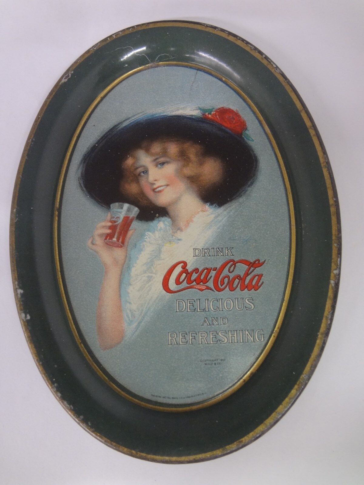 AUTHENTIC 1913 COCA COLA COKE TIN VINTAGE ANTIQUE ADVERTISING TIP TRAY   319-R