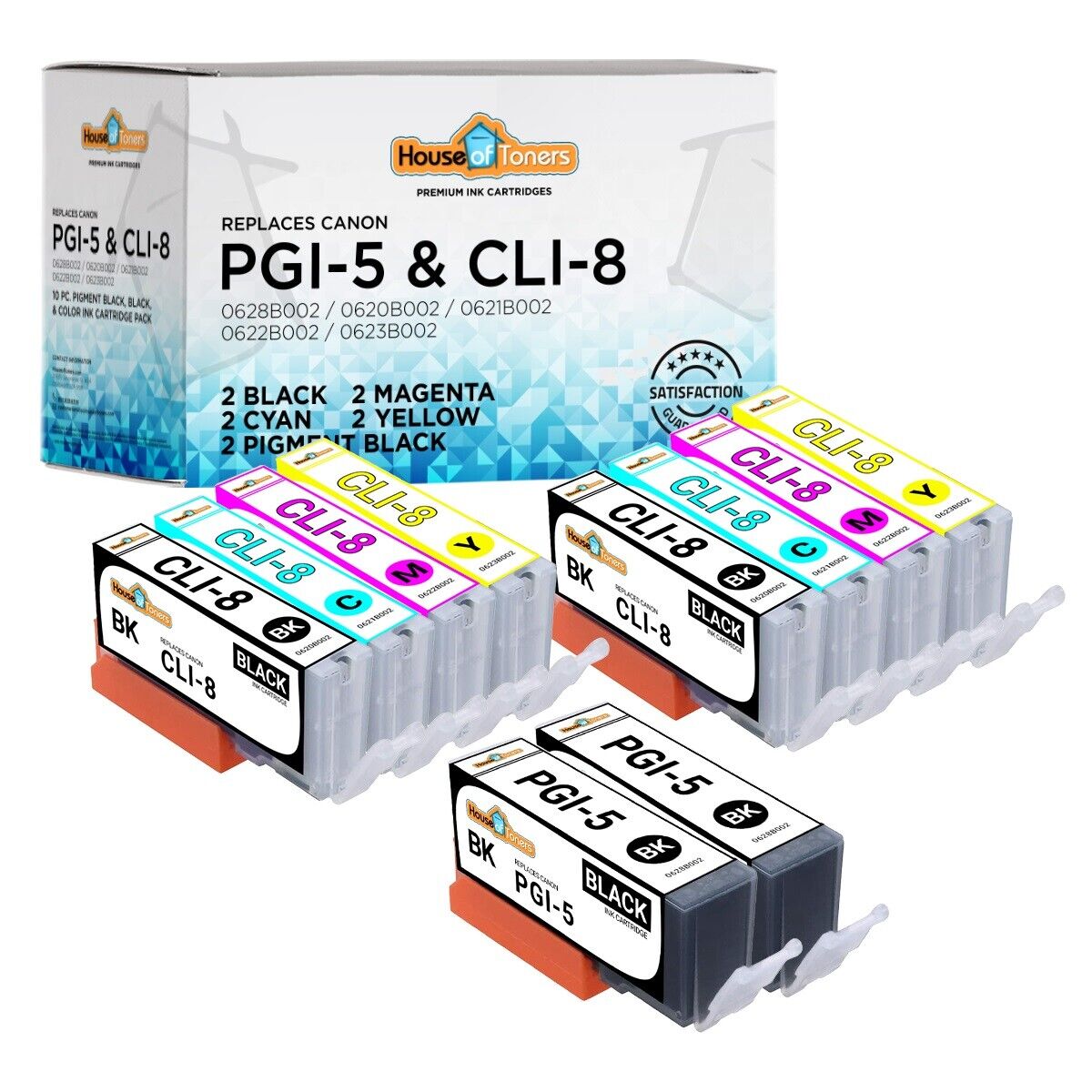 10 Pack PGI-5 CLI-8 BCMY Ink for Canon PIXMA MP500 MP530 MP600 MP610