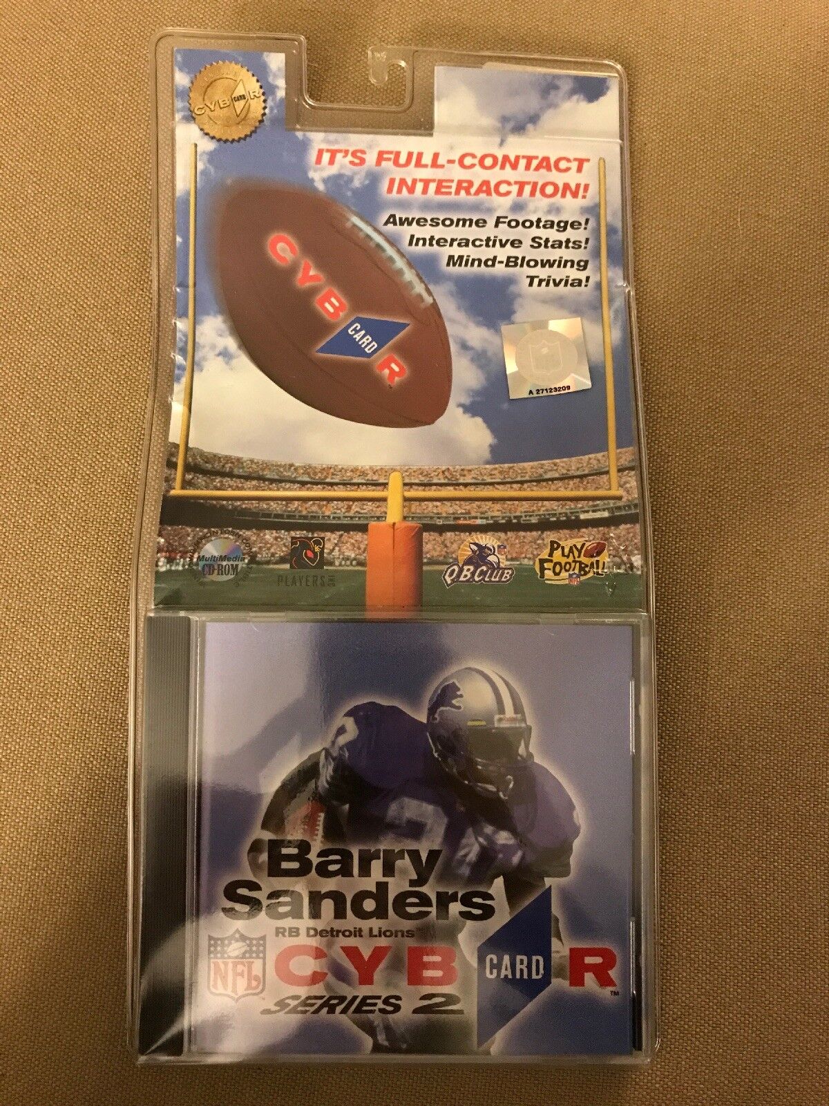 Rare New Barry Sanders Cyber Card Series 2 PC CD-ROM NFL Football Stats Trivia