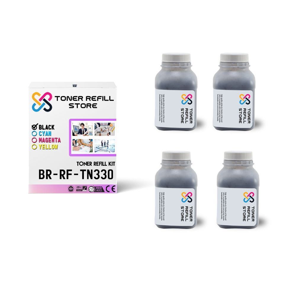4Pk TRS TN330 Black Compatible for Brother DCP7030 7040, HL2140 Toner Refill Kit