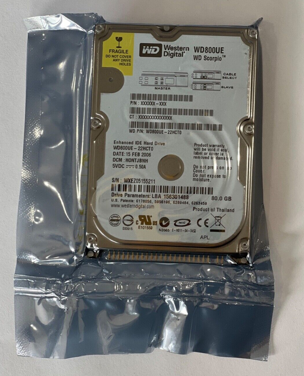 NEW FACTORY SEALED WD800UE-22HCT0  SCORPIO  80GB IDE HARD DISK  DRIVE  2.5\