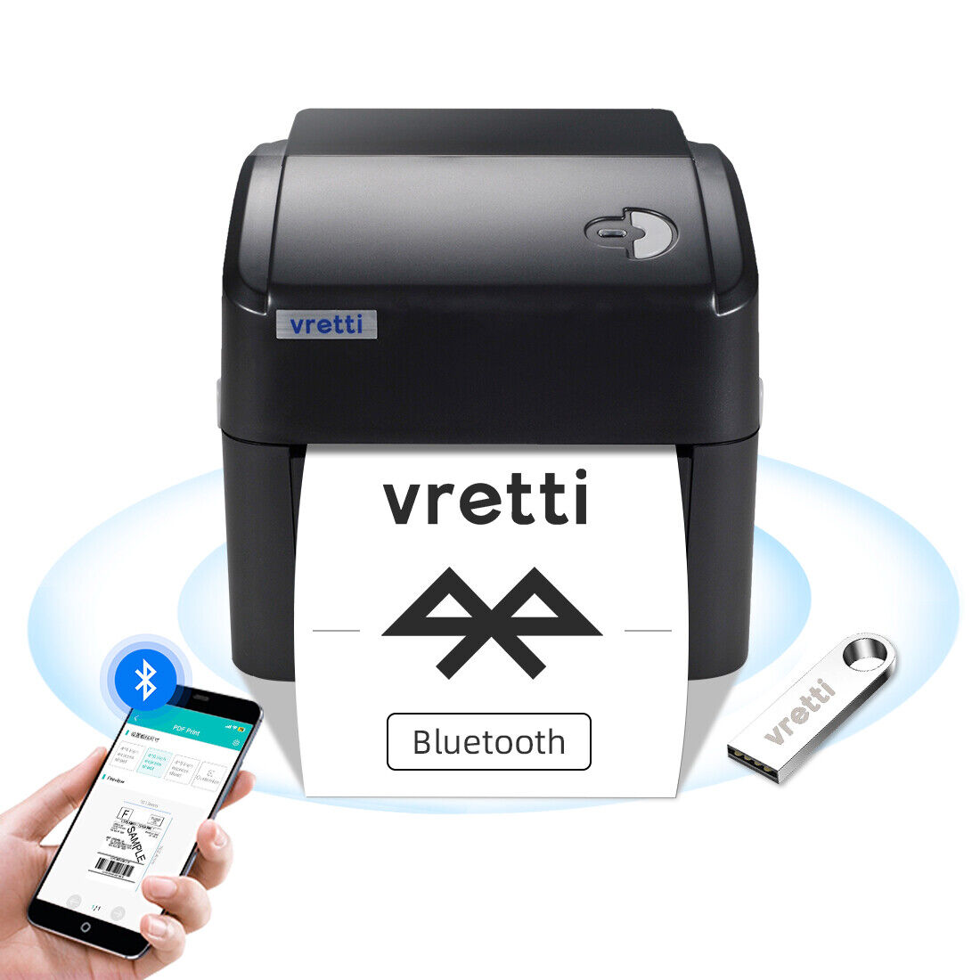 VRETTI Bluetooth Thermal Shipping Label Printer 4x6 For Amazon eBay Etsy UPS