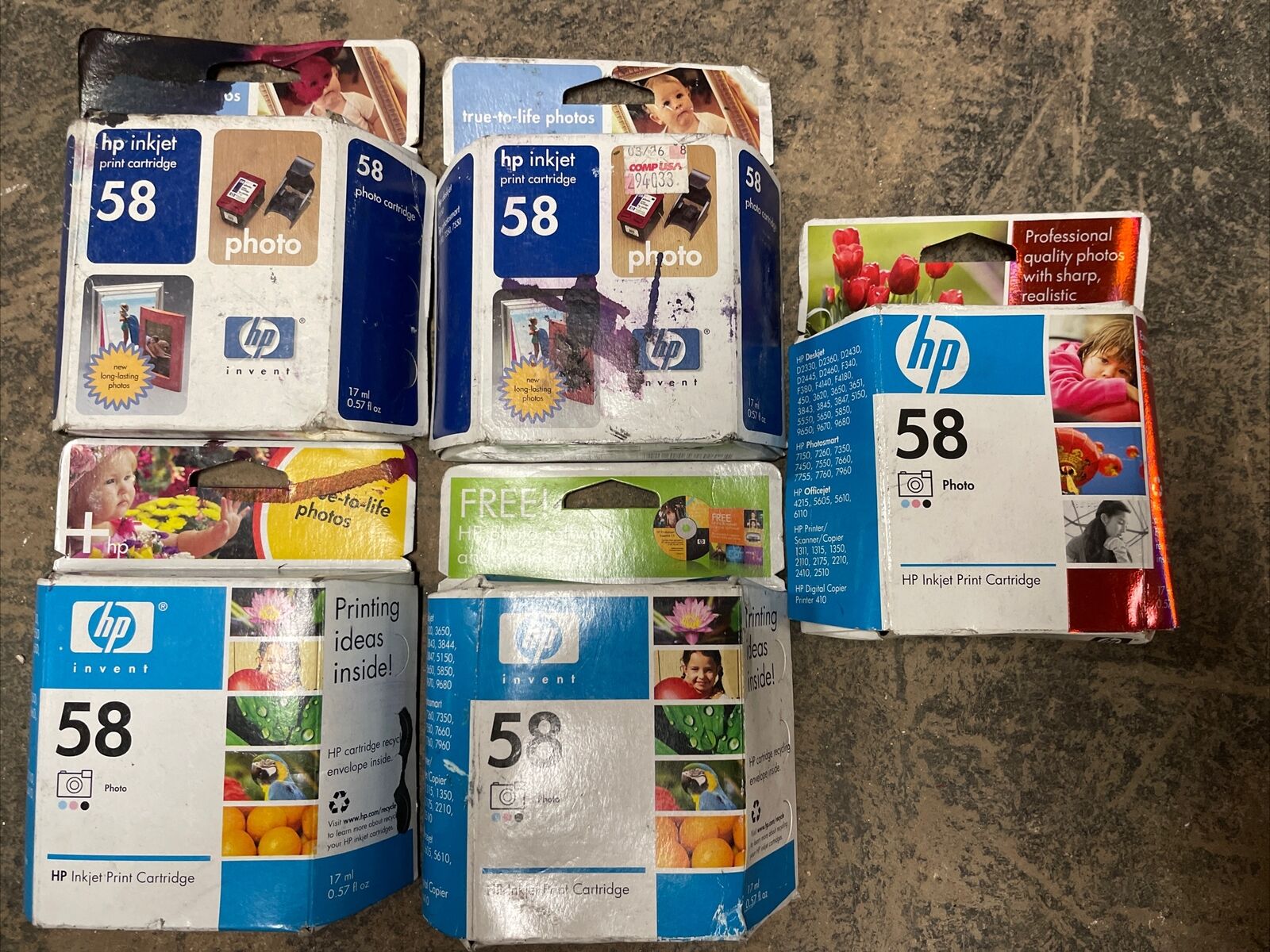 Genuine HP 58 Photo Ink Cartridges 5 Pack Sealed New OEM Fast Shipping