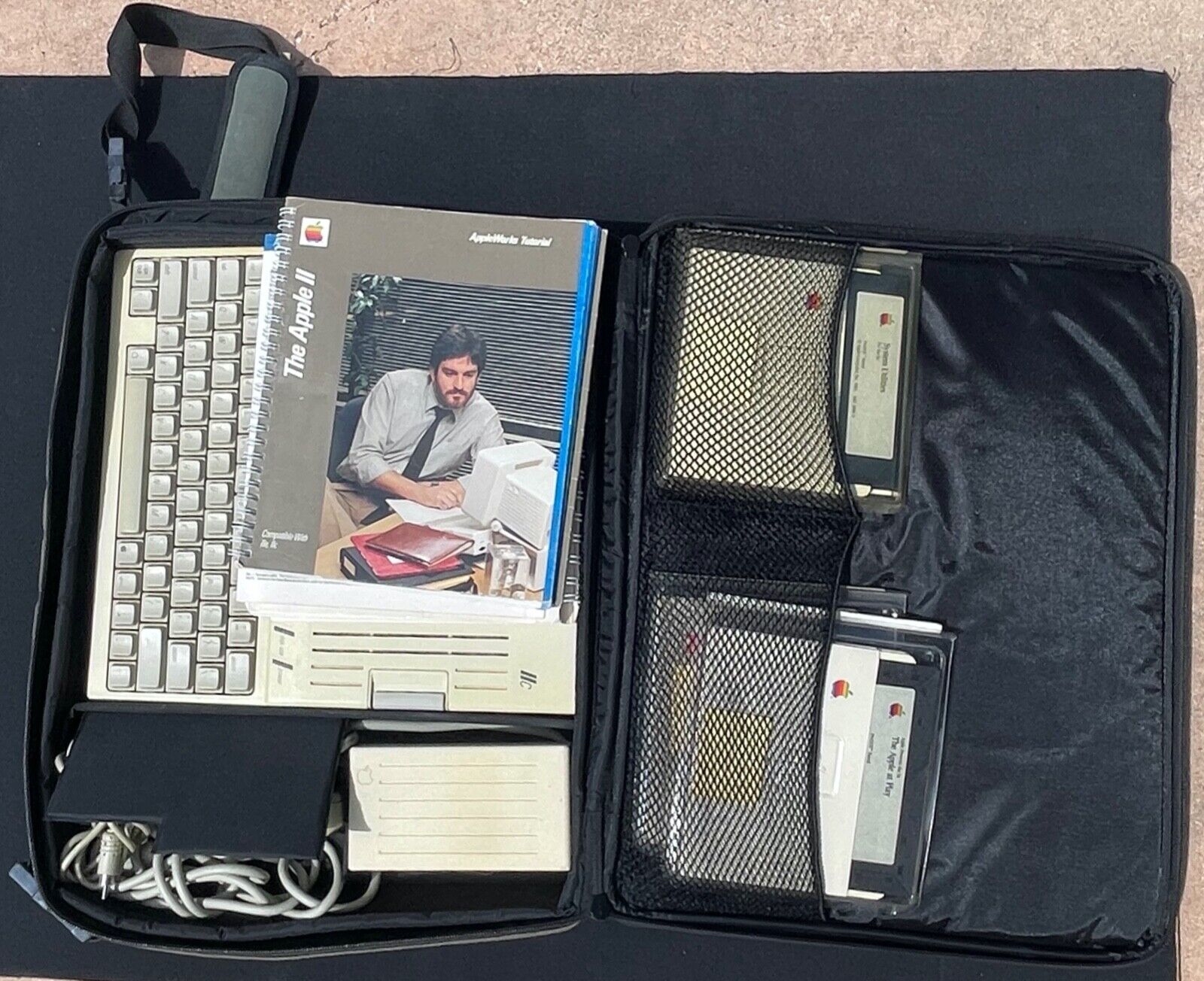 Apple IIc Computer, Power Supply, Software, Mouse, Manuals, Tote Bag, Book, 2c