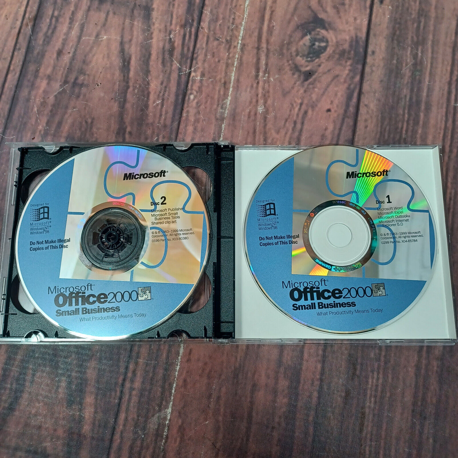 Microsoft Office 2000 Small Business Discs 1 & 2 Software CD-Rom ~TESTED~ Vtg