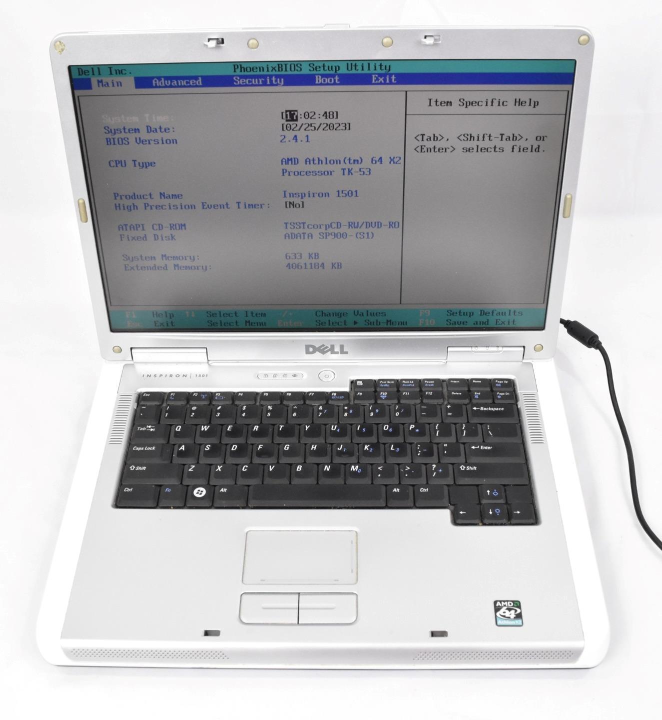 Dell Inspiron 1501 Laptop AMD Athlon 64 x2 1.7GHz 4GB 120GB SSD No OS 15.4