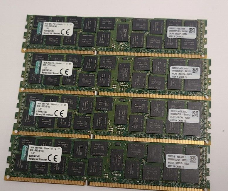64GB (16GBX4)   Kingston KTD-PE316/16G  2Rx4 DDR3 PC3-12800R ECC Server Memory