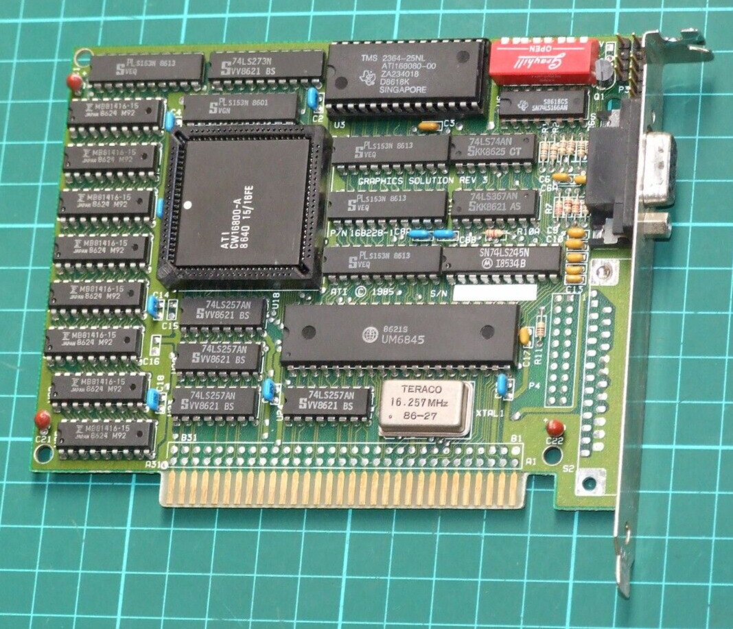 ATi Graphic Solution Rev 3 Herc MDA CGA card for PC XT AT 8-bit ISA systems