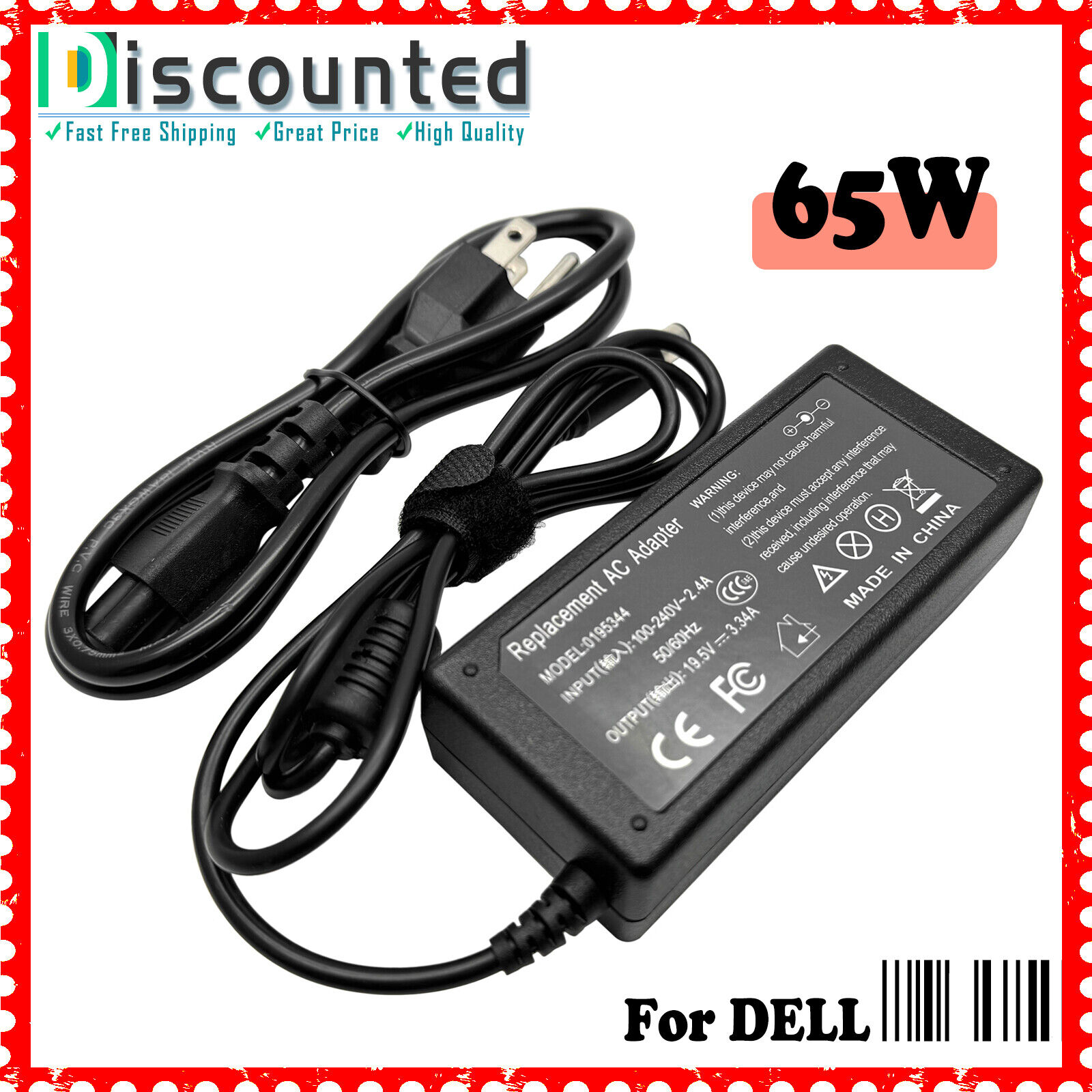 AC Adapter Charger For DELL Vostro 2420 2520 3460 3560 3360 Power Supply Cord