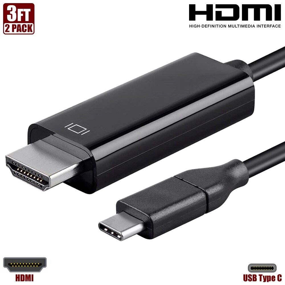 2x 3FT USB-C 3.1 Type C to HDMI Cable Cord 4K Laptop Notebook Monitor MacBook